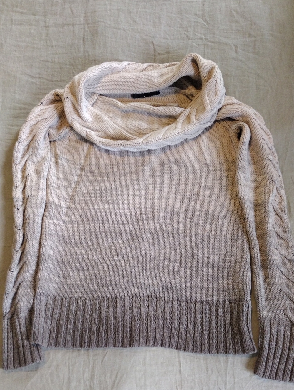 The Limited Cream Cable-Trim Cowl Neck Sweater